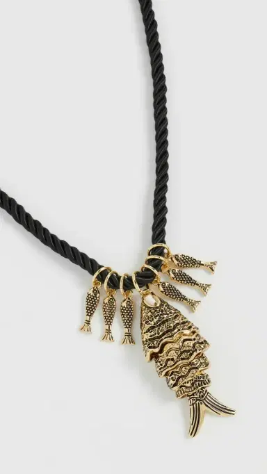 Kenneth Jay Lane Antique Gold Fish Necklace Light Antique Gold One Size | Thumbnail 4
