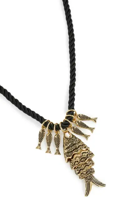 Kenneth Jay Lane Antique Gold Fish Necklace Light Antique Gold One Size | Thumbnail 6