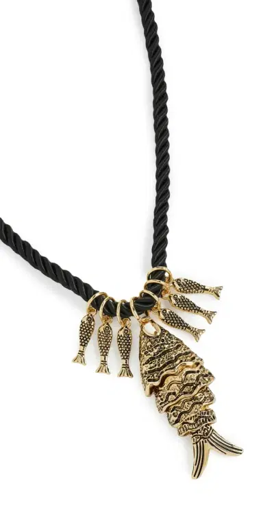 Kenneth Jay Lane Antique Gold Fish Necklace Light Antique Gold One Size | Thumbnail 1