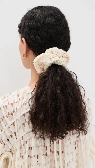 LELET NY Esme Crochet Scrunchie Ecru One Size | Thumbnail 3