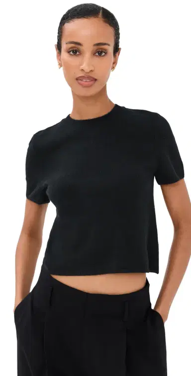 Sablyn Charleston Relaxed Cashmere Crewneck Tee Black M | Thumbnail 1