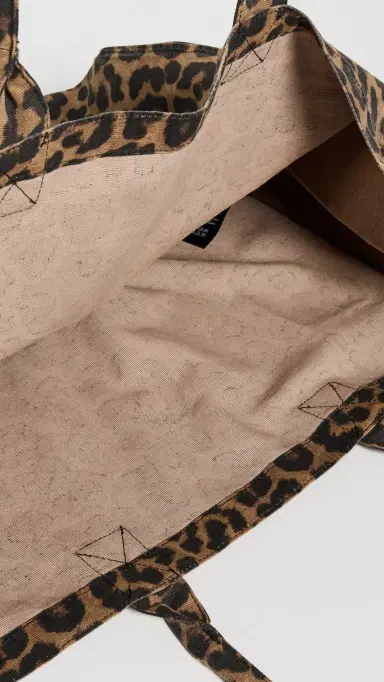 Anine Bing Leo Canvas Tote Black and Brown Leopard One Size | Thumbnail 6 Anine Bing Leo Canvas Tote Black and Brown Leopard One Size | Thumbnail 6