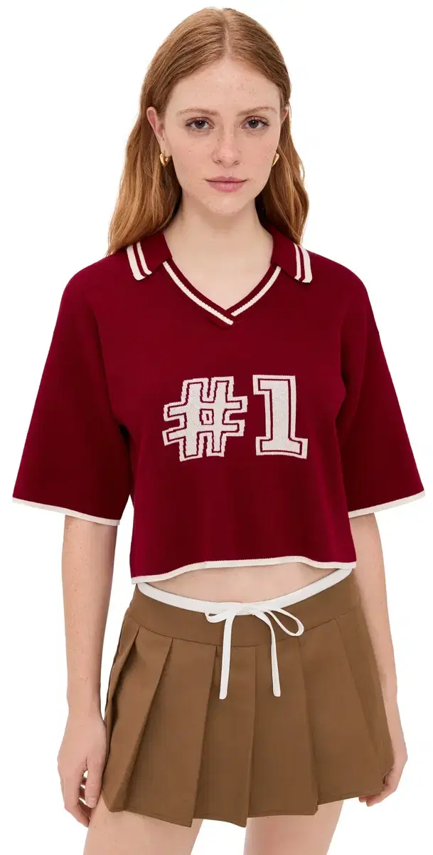 State & Lake V Neck Varsity Jersey Burgundy/White