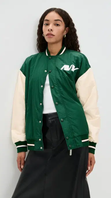 Terez Jets Colorblock Bomber Jacket Jets Green/Sugar Swizzle L | Thumbnail 2