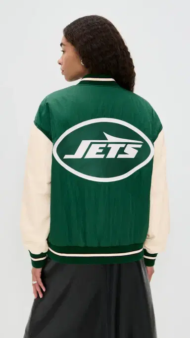 Terez Jets Colorblock Bomber Jacket Jets Green/Sugar Swizzle L | Thumbnail 3
