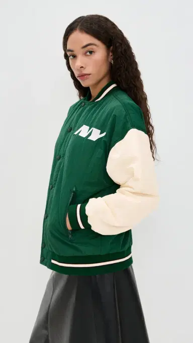 Terez Jets Colorblock Bomber Jacket Jets Green/Sugar Swizzle L | Thumbnail 4