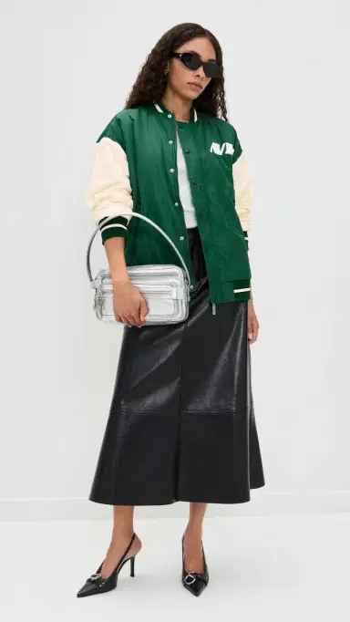 Terez Jets Colorblock Bomber Jacket Jets Green/Sugar Swizzle L | Thumbnail 5