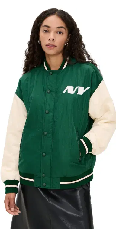 Terez Jets Colorblock Bomber Jacket Jets Green/Sugar Swizzle L | Thumbnail 1