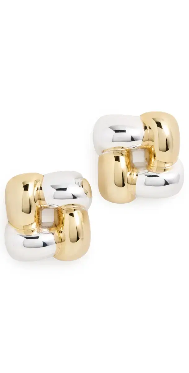 JENNY BIRD Medium Woven Square Earrings Two-Tone One Size