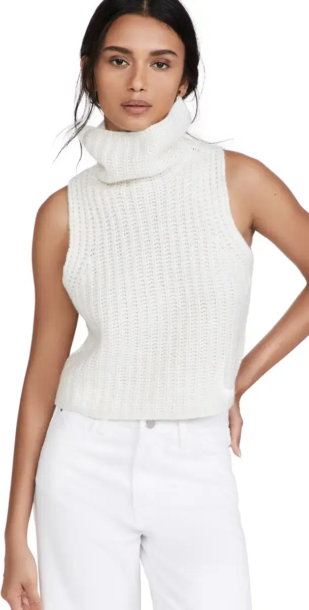 Saige Sleeveless Cashmere Sweater Gardenia