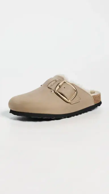 Birkenstock Boston Big Buckle Shearling Clogs Tobacco Brown 38 | Thumbnail 2