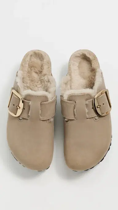 Birkenstock Boston Big Buckle Shearling Clogs Tobacco Brown 38 | Thumbnail 4