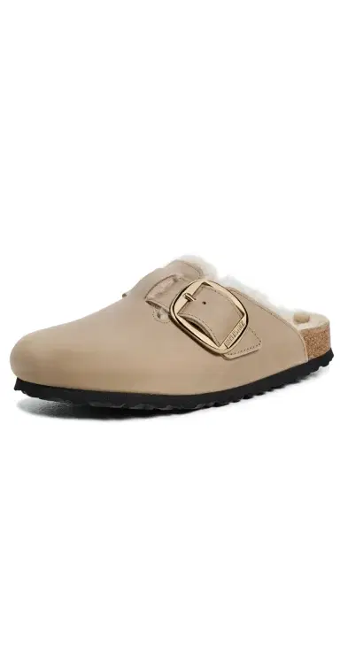 Birkenstock Boston Big Buckle Shearling Clogs Tobacco Brown 38 | Thumbnail 1