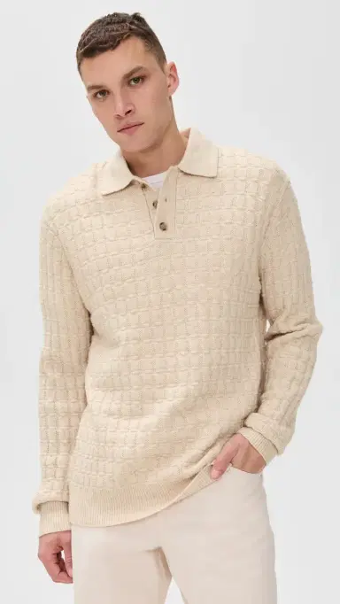 Les Deux Gustav Squared Structure Polo Knit Light and Melange | Thumbnail 2 Les Deux Gustav Squared Structure Polo Knit Light and Melange | Thumbnail 2