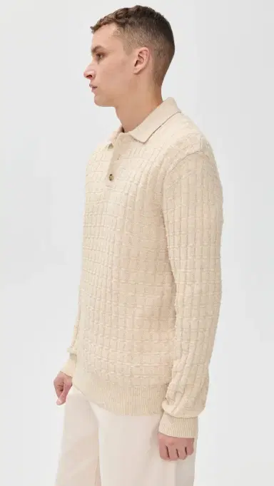 Les Deux Gustav Squared Structure Polo Knit Light and Melange | Thumbnail 4 Les Deux Gustav Squared Structure Polo Knit Light and Melange | Thumbnail 4