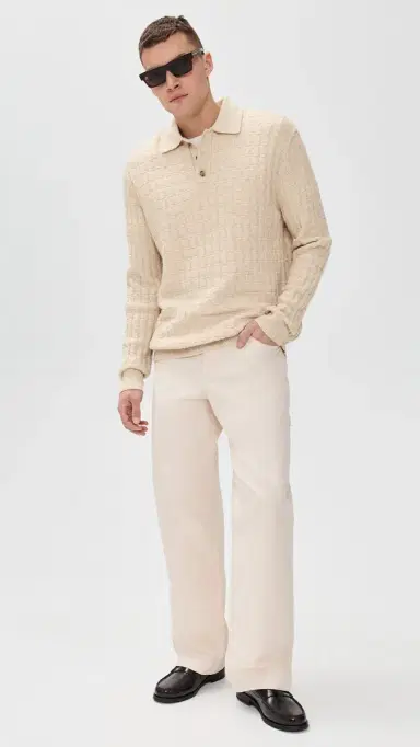 Les Deux Gustav Squared Structure Polo Knit Light and Melange | Thumbnail 5 Les Deux Gustav Squared Structure Polo Knit Light and Melange | Thumbnail 5