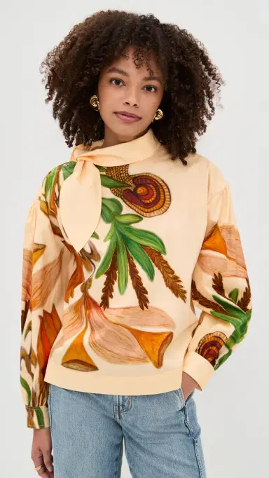 Ulla Johnson Pastel Long Sleeve Silk Blouse | Thumbnail 2 Ulla Johnson Pastel Long Sleeve Silk Blouse | Thumbnail 2