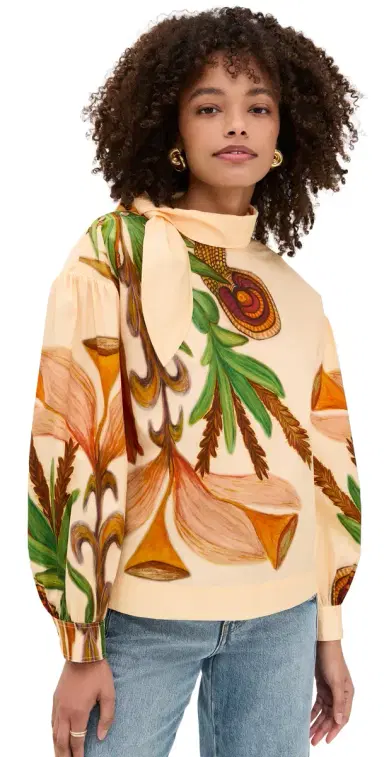 Ulla Johnson Pastel Long Sleeve Silk Blouse | Thumbnail 1 Ulla Johnson Pastel Long Sleeve Silk Blouse | Thumbnail 1