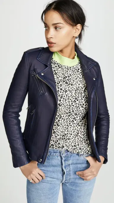 IRO Han Leather Jacket Navy 42 | Thumbnail 2