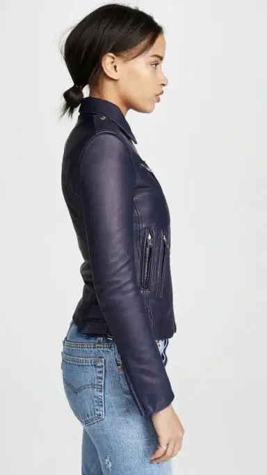 IRO Han Leather Jacket Navy 42 | Thumbnail 4