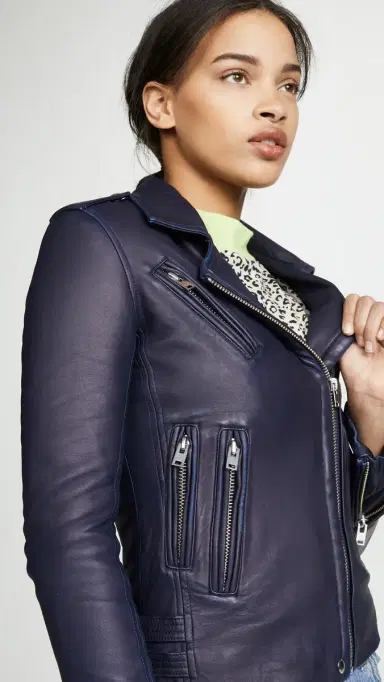 IRO Han Leather Jacket Navy 42 | Thumbnail 6