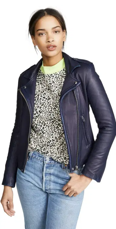 IRO Han Leather Jacket Navy 42 | Thumbnail 1