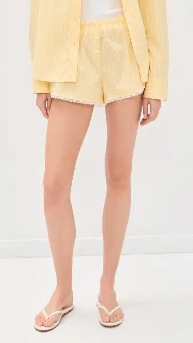 Good American Poplin Lace Trimmed Boxer Shorts Butterbeam Stripe | Thumbnail 2