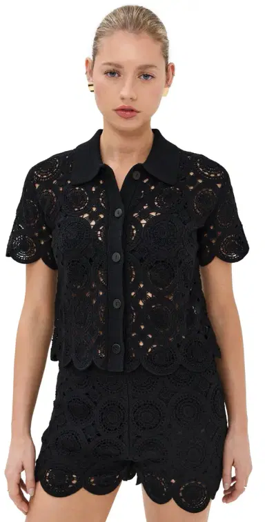 LE BOP Crochet Polo Black | Thumbnail 1