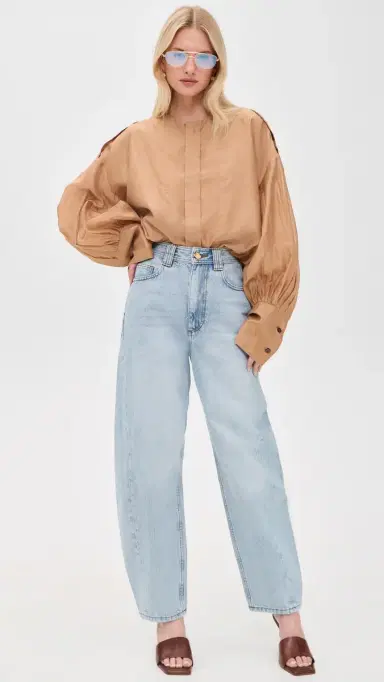 Aje Stevie Barrel Ankle Jeans Light Wash Blue | Thumbnail 5