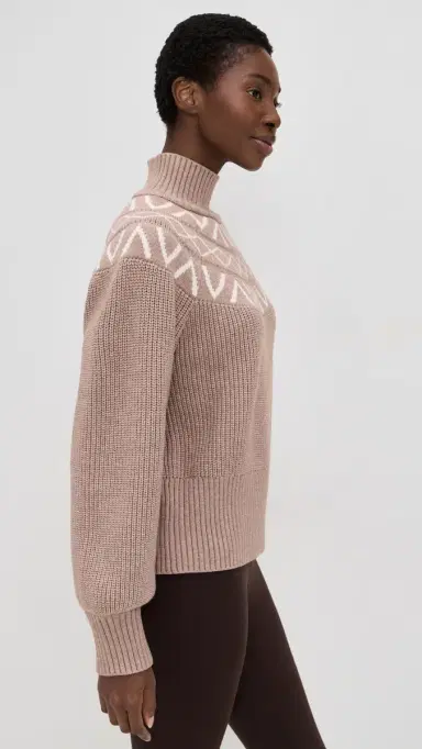 Varley Marcie Fair Isle Yoke Knit Sweater ight Taupe Marl | Thumbnail 4