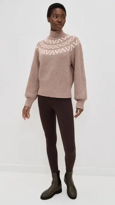 Varley Marcie Fair Isle Yoke Knit Sweater ight Taupe Marl | Thumbnail 5