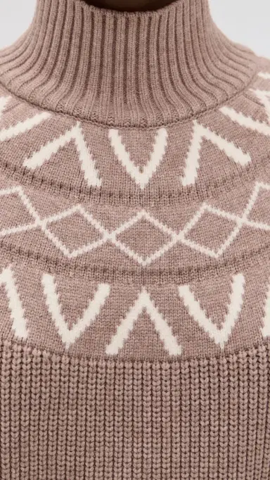 Varley Marcie Fair Isle Yoke Knit Sweater ight Taupe Marl | Thumbnail 6