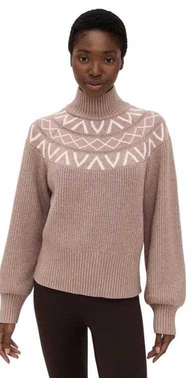 Varley Marcie Fair Isle Yoke Knit Sweater ight Taupe Marl | Thumbnail 1