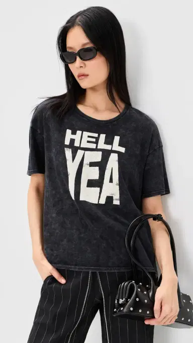 R13 Hell Yea Relaxed Tee Dark Grey Acid | Thumbnail 2