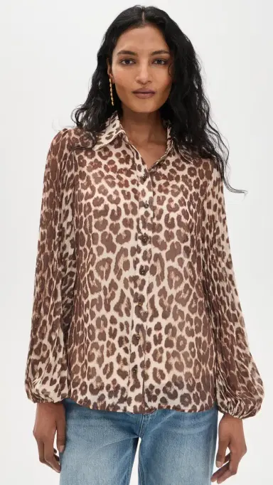 Zimmermann Sunray Collared Top Leopard | Thumbnail 2 Zimmermann Sunray Collared Top Leopard | Thumbnail 2