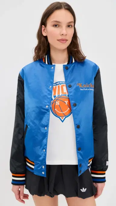New York or Nowhere Knicks Give & Go Varsity Jacket Royal Blue M | Thumbnail 2