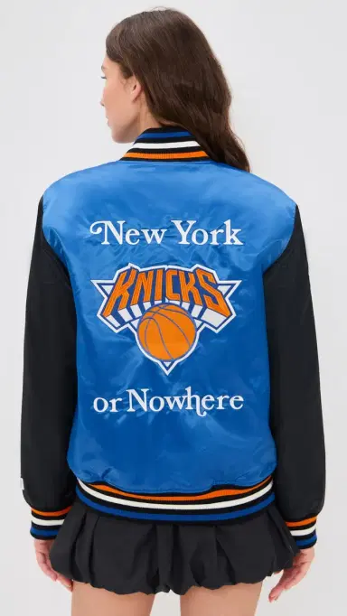 New York or Nowhere Knicks Give & Go Varsity Jacket Royal Blue M | Thumbnail 3