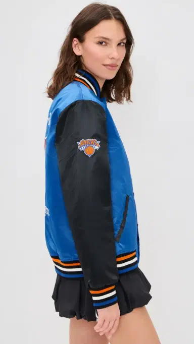 New York or Nowhere Knicks Give & Go Varsity Jacket Royal Blue M | Thumbnail 4