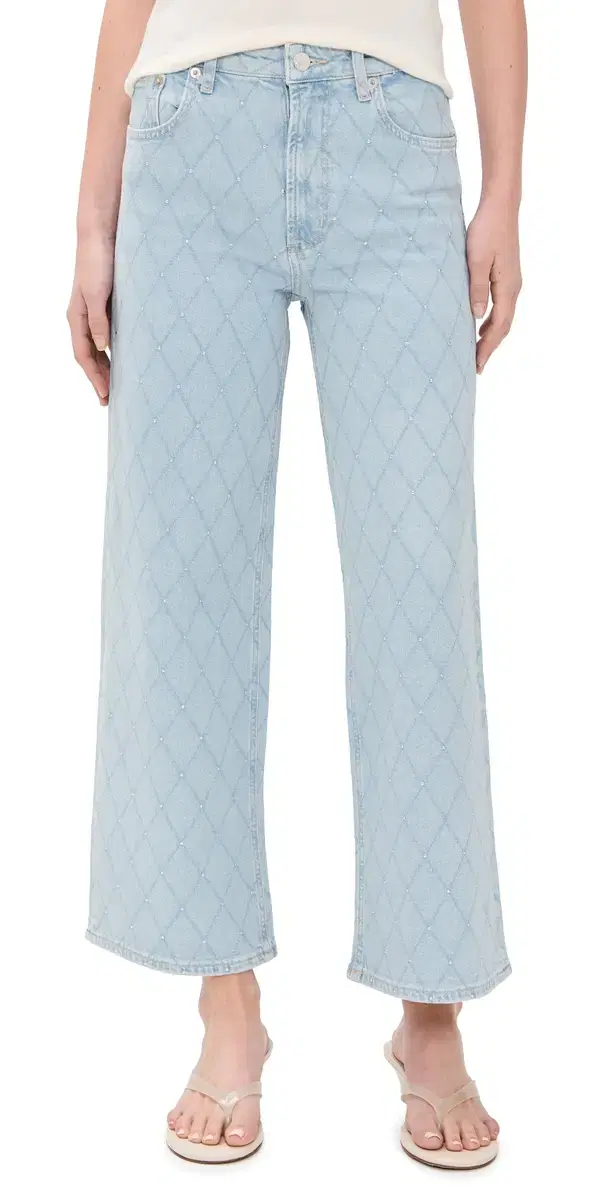 Getty Rhinestone Crop Jeans Quilted Stud