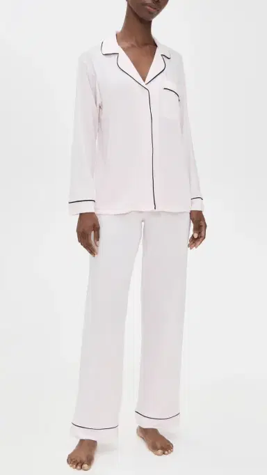Eberjey Gisele Long Pajama Set Sorbet Pink/Black S | Thumbnail 2