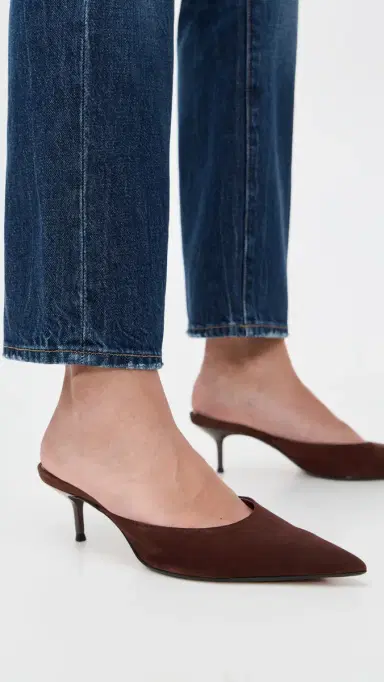 Schutz Julie Kitten Heel Mules Chestnut Brown 9 | Thumbnail 3