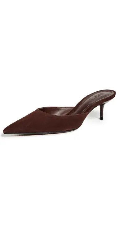 Schutz Julie Kitten Heel Mules Chestnut Brown 9 | Thumbnail 1