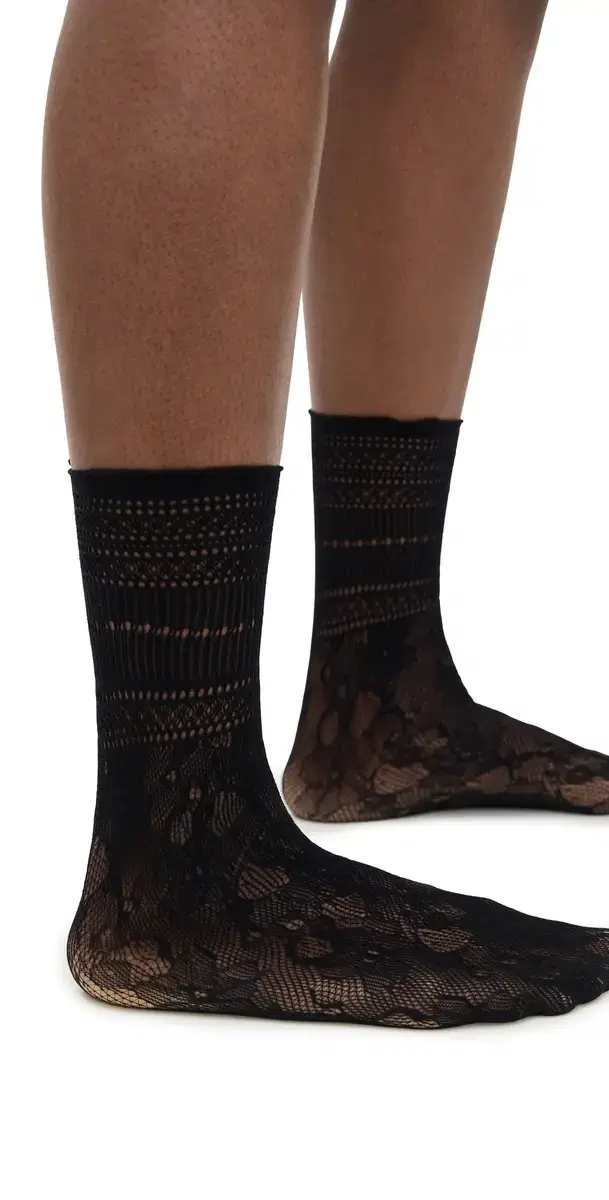 Peony Lace Crew Socks Black One Size