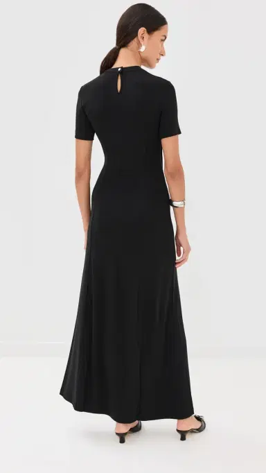Rabanne Draped Jersey Long Dress Black 36 | Thumbnail 3
