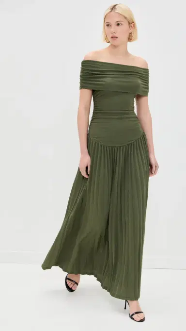 LIONESS Field of Dreams Maxi Dress Olive M | Thumbnail 2
