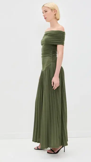 LIONESS Field of Dreams Maxi Dress Olive M | Thumbnail 4