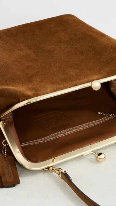 Coach Suede Kisslock Frame Bag 27 Warm Brown One Size | Thumbnail 6 Coach Suede Kisslock Frame Bag 27 Warm Brown One Size | Thumbnail 6