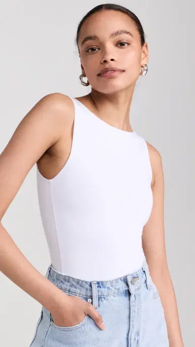 Ambitionist High Neck Tank Thong Bodysuit White | Thumbnail 2