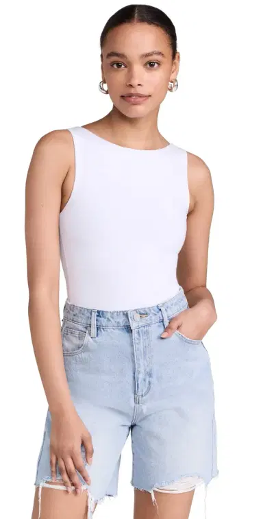 Ambitionist High Neck Tank Thong Bodysuit White | Thumbnail 1