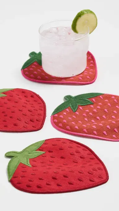 Piecework Puzzles Strawberry Cocktail Napkins | Thumbnail 2